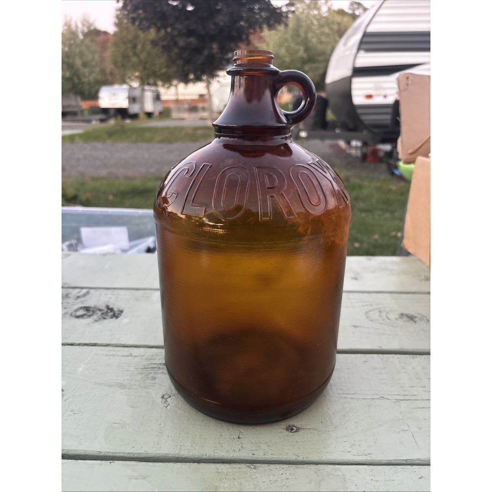 Vintage Brown Amber Glass Gallon Clorox Bleach Bottle - No Cap